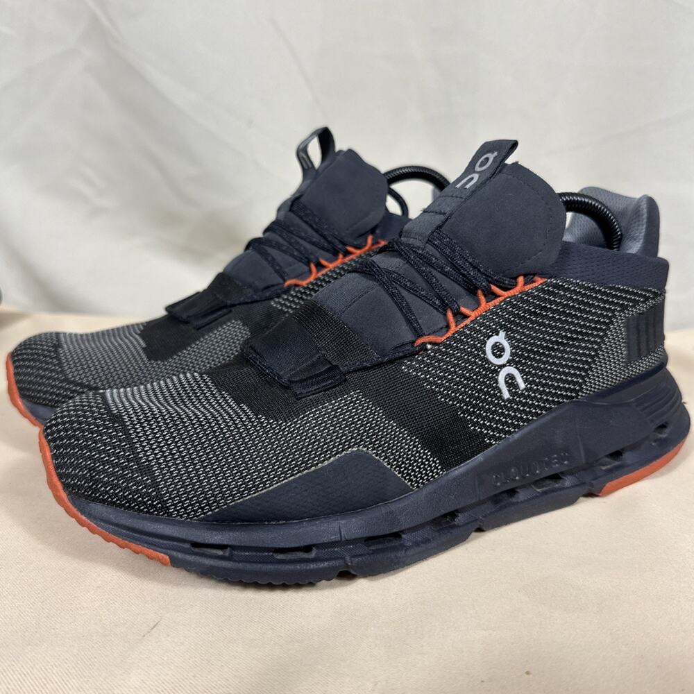On Cloudnova Men’s 10 Black Red Running Sneakers Athleisure Streetwear Gym Shoe